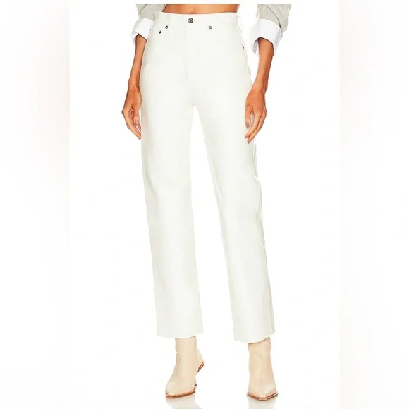 AGOLDIE  White faux Leather Pants - Picture 2 of 7